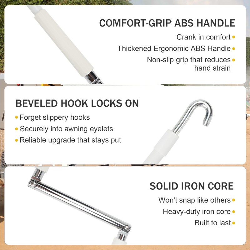 HUAALIUCHE Heavy Duty RV Awning Crank Handle - 56 Inch