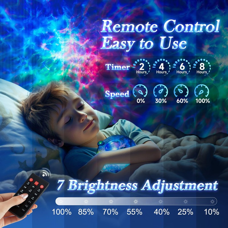 PIKOY Galaxy Projector,105 Light Modes Star Projector Light,15 White Noises+5.3