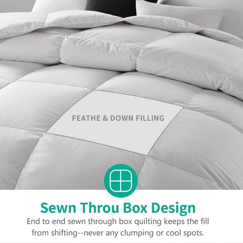 APSMILE Heavyweight Feather Down Comforter Oversized King Size - 100%