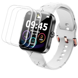 Tznzxm Replacement Bands For Jacoosa L70 Bands, Jacoosa L70 Screen Protector, Fashion White Marble Adjustable Soft Silicone Wristband Straps for Jacoosa L70 1.85" Smartwatch