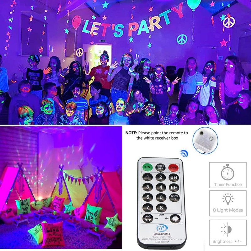 Solhice Black Light Curtain String Lights for Glow Party 10ft