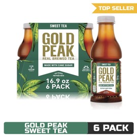 Peak Gold Peak Sweet Tea, Real Brewed, 16.9 fl oz Bottles, 6 Pack