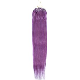 ALISY Human Hair Ring Loop Hair Tip Extensions Remy Hair Color Wig Extensions 50pcs (16inch, LILA#)