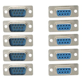 GTIWUNG DB9 Solder Connectors, RS232 Parallel DB9 Serial Port 9 Pin D Sub Male/Female Adapter, DB9 Plastic Shell Cover