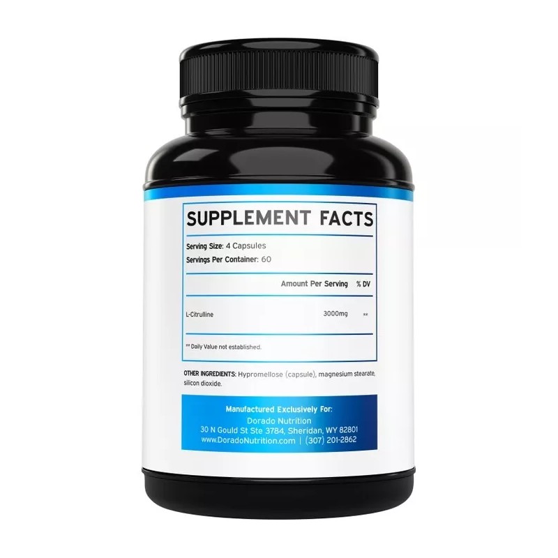 Dorado L-Citrulline 3000mg 240 Capsules GMP Certified & Non-GMO Free