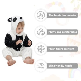 JiAmy Unisex Baby Romper Animal Winter Romper with Hood Toddler Long Sleeves Zip Thickened Fleece Autumn Jumpsuit Jumpsuit 2-24 Months, White