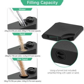 4 Pcs Heavy Duty Water and Sand Fillable Patio Umbrella Base Stand, 317 lb Square Plastic Weight Set for Outdoor Cantilever Offset Umbrella, Black