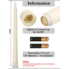 Funtery Funtery 48 Pcs Flameless LED Taper Candles 11 Inch Battery Operated Flickering Candles Bulk for Christmas Church Wedding Party (Ivory,Classic Style)