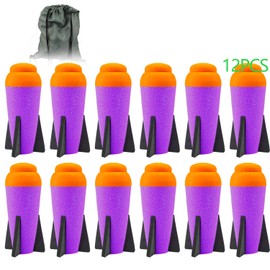 Aevdor Mega Missile Refill for Nerf N-Strike Elite Series, 12 Packs, Compatible Foam Rockets Bullets for Nerf Blaster Gun (Purple)