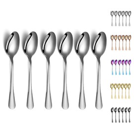 Dinner Spoons, Kyraton 6 Pieces 19cm Stainless Steel Table Spoon, Soup Spoons, Dessert Spoons Sliverware Dishwasher Safe Set of 6