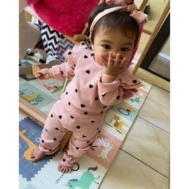 Fullfamous Infant Baby Girl Clothes Outfits,Fall Winter Romper Christmas Clothing Set 6-9 months Pink Heart
