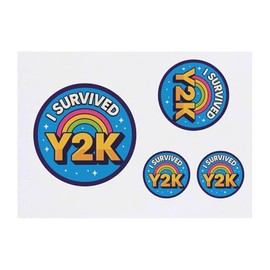 4 x 'I Survived Y2K' Temporary Tattoos - Water Resistant, Skin-Safe, Non-Toxic Transfers, Mixed Sizes (TO00086020)