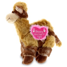 DolliBu Happy Mother's Day Super Soft Plush Camel Figure - Cute Stuffed Animal with Pink Heart Message for Best Mommy, Grandma, Wife, Daughter - 10" Inches