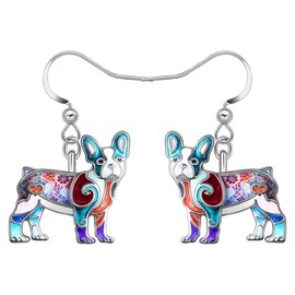 WEVENI Alloy Cute French Bulldog Earrings Dangle Pet French Bulldog Dog Jewelry Gifts for Women Ladies, Metal enamel, No Gemstone