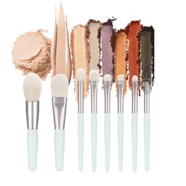 Mini Makeup Brushes Eyeshadow Make Up Brushes, 8 pcs Makeup Brush Set, Powder Blusher Concealer Eyeshadow Brushes Set, Travel Makeup Brush Kit for Women Girls Beginners