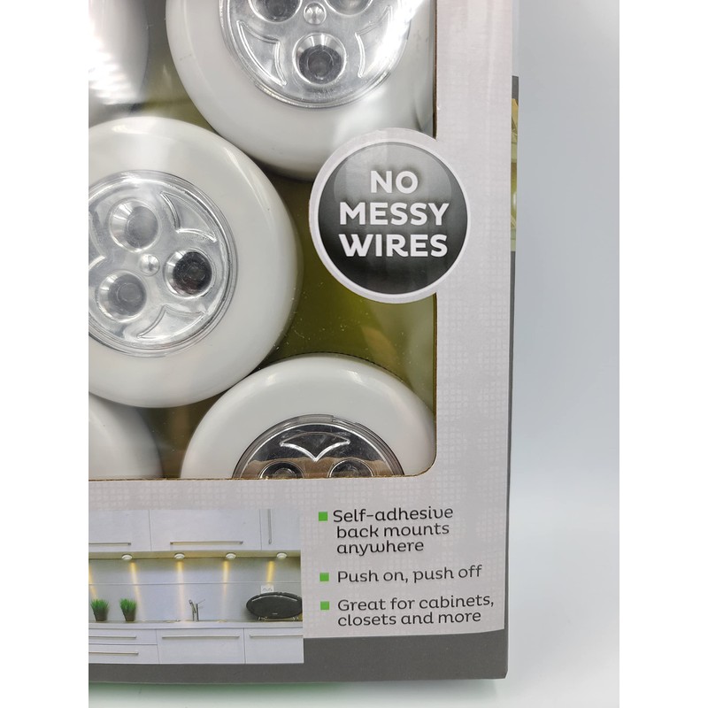 10 Pack Premium LED Push Lights ~ No Messy Wires!