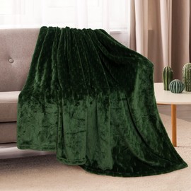 TOONOW Fleece Blanket Super Soft Cozy Throw Blanket 50" x 60", Lightweight Fuzzy Comfy Textured Flannel Blanket Warm Plush Throw Blankets for Couch, Sofa, Bed, Olive Green