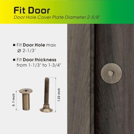 Door Knob Cover Plate, 2-5/8" Deadbolt Door Hole Cover, Solid Steel Brushed - 1 Pack