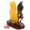 Solid Brass Amber Figurine of a bird Raven perched on