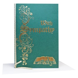 Catholic Mass Card and Envelope With Sympathy and Colourful Miraculous The Holy Family on Inside Cover - Green Card