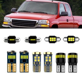 LECCIBUB LED Interior Light Kit Fit For GMC Sierra 1999-2006,Super Bright 6500K White Interior LED Light Bulbs + License Plate Lights, Plug and Play, Pack of 12