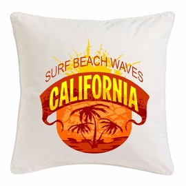 Reifen-Markt Microfibre Cushion Cover 40 x 40 cm Surf Beach Waves California Surfboard Longboard Surfboard Waves Beginner Shop in White