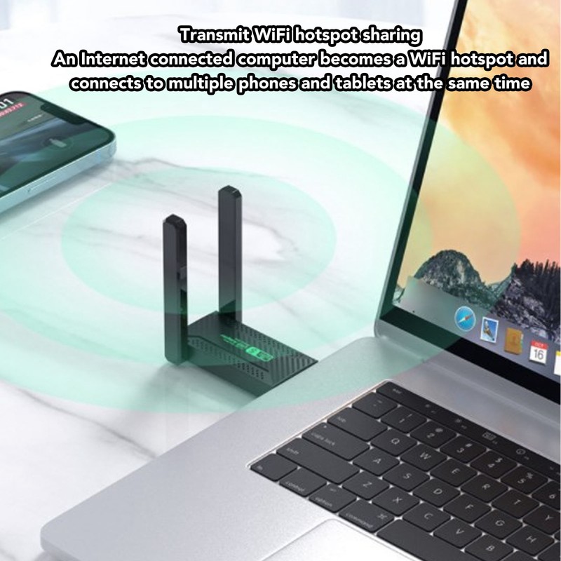 USB Wifi Adapter Dual Antennas Dual Band 5G 2.4G 1300Mbps