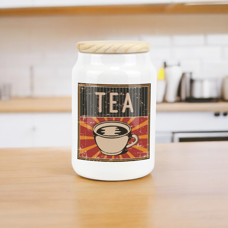 Purely Home Retro Drinks Ceramic Decaf Tea Storage Canister -