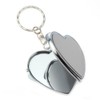 Heart-Shaped Mini Silver Metal Double-Sided Mirror Keychain Portable Folding Cosmetic