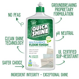 Quick Shine Multi-Surface Floor Finish-Polish 27oz-2pk | Safer Choice, No PFAS, pH Neutral Clean Shine Technology | Squirt & Spread | For Wood, Laminate, LVP, LVT, Tile & Stone | Made in USA