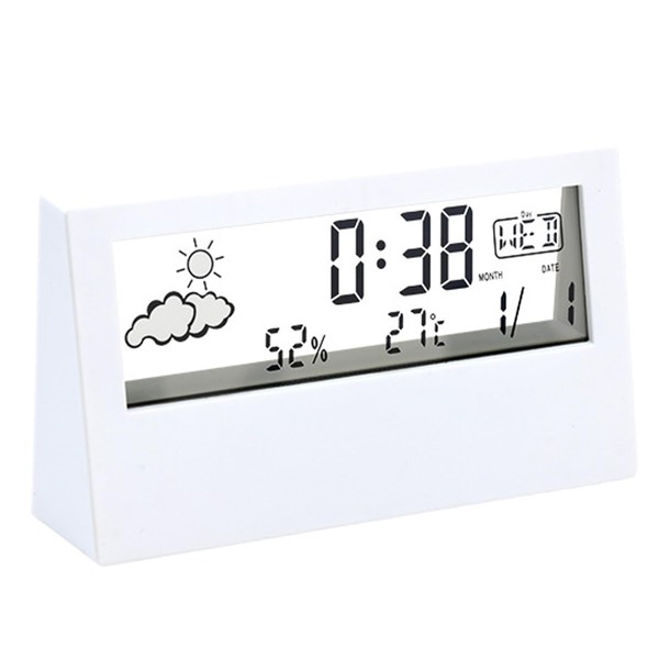 PAVIKE Table Clock, Alarm Clock, Digital Clock, Temperature, Humidity, Thermometer/Hygrometer,