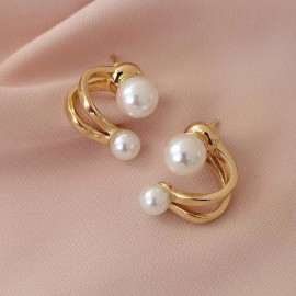 Unbranded 14k Gold Simple Design Pearl Stud Earrings
