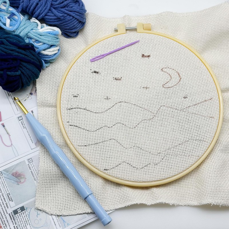 Woohome Punch Needle Kit, Stanznadel Stickerei Starter Kit, Sticktuch mit