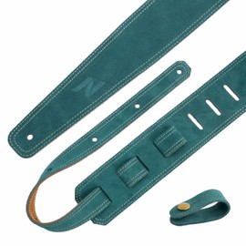 Nefelibata Guitar Strap, 2.5 Inch Wide Guitar Straps Made of Bavarian Rolled Leather with Foam Padding and Cable Storage Loop, for Children, Men and Women, for Acoustic, Bass and Electric Guitars