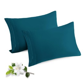 Horbaunal 2 Pack Microfiber Pillowcases Queen Size Teal Bed Pillow Cases with Envelope Closure, 1800 Thread Count Soft & Shrinkage Resistant Pillow Covers, 20 x 30 Inches