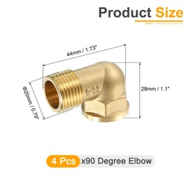 uxcell 3 Pcs 90 Degree Elbow, 1/2 Inch Male x 1/2 Inch Female Brass Right Angle Pipe Fitting, Connector for Fluid Gas Fuel Oil Pipe