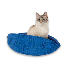 Cat Canoe Modern Cat Bed (Blue Floral Batik)