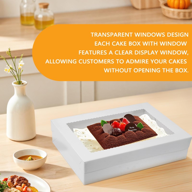 Aufind 18pcs Cake Boxes with Cake Board, 14x10x4 Inches White