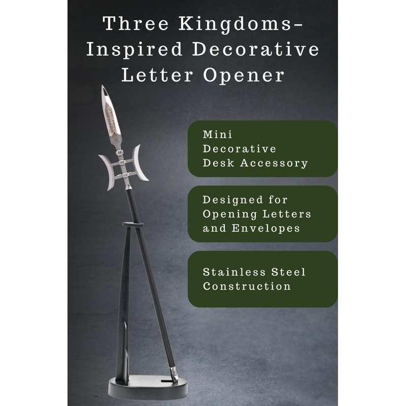 Wablade Three Kingdoms Letter Opener for Desk and Office Display,