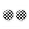 ROSTIVO Black White Checkered Stud Earrings for Women Cute Plaid