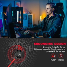 BlueFire 3.5mm Gaming Headphones with Noise-Cancelling Mic, Stereo Gaming Earbuds, Gaming Earphone with Volume Control for PC, Phone(Red)