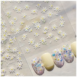GLOWZEN Nail Stickers Flowers Colorful Daisy Nail Art Stickers Hide Fresh Spring at Your Fingertips