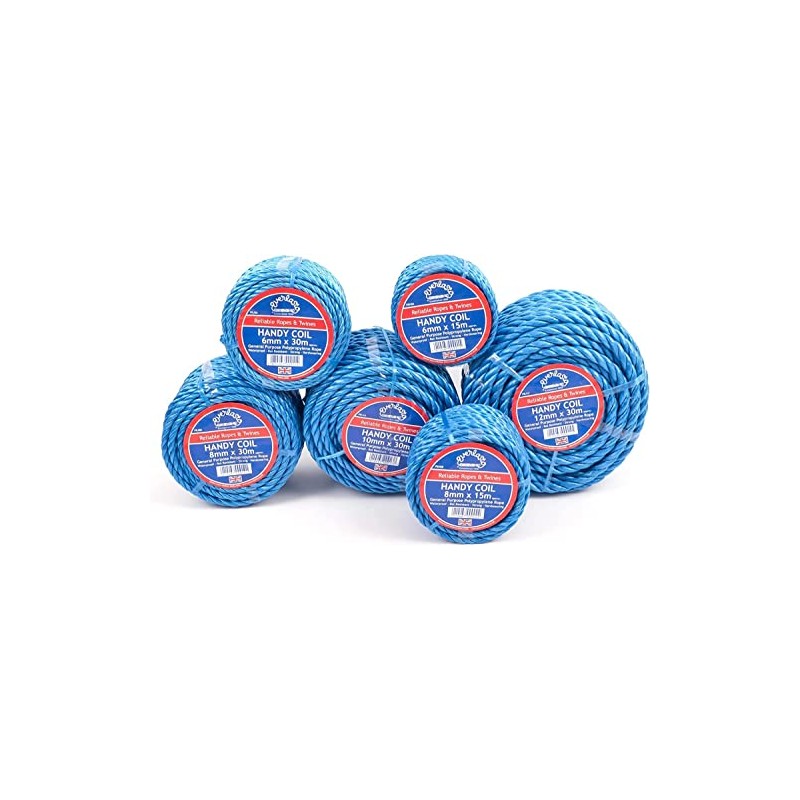 EVERLASTO TRADE HANDY COILS BLUE POLYPROPYLENE POLY ROPE (10MM X