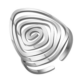 VASSAGO Spiral Rings Irregular Swirl Spiral Pendant Rings for Women Girls Swirl Spiral Geometric Fidget Statement Ring Exaggerated Open Adjustable Band, Stainless Steel