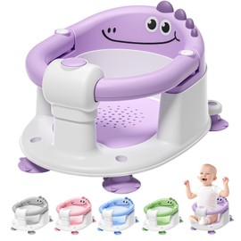 TPN Baby Bath Seat for Babies 6 Months & Up, Non-Slip Toddler Bath Seat with 5 PCS Waterproof Emoji Stickers, Portable Infant Bath Seat for Baby(Lavender)