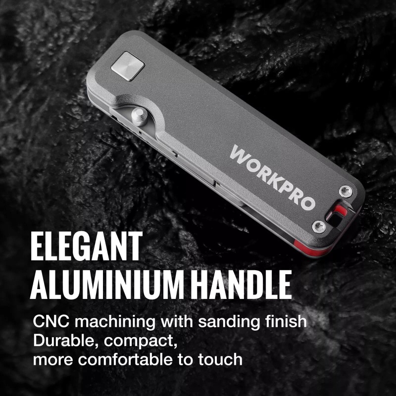 WORKPRO Premium Titanium Utility Knife, CNC Unibody Black/Gray w/10 Extra