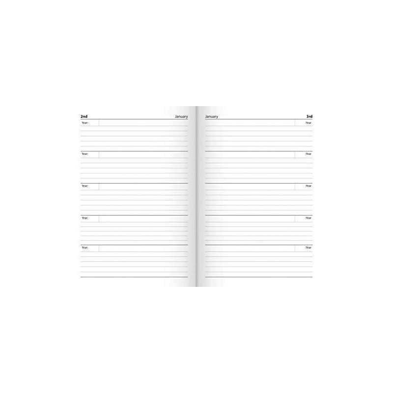 5 Year Undated Leather Look A5 Week to View Padded