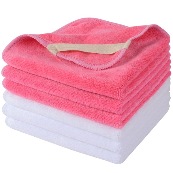 SINLAND Brushed Microfiber Facial Cloths Fast Drying Washcloth 12inch x 12inch Absorbent Face Wash Cloth Soft Makeup Remover Cloths