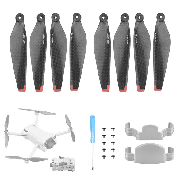 O'woda Carbon Fibre Propellers for DJI Mini 3 Pro, 8 Pieces Replacement Propeller Blades Low Noise Propellers with Screws & Screwdriver for DJI Mini 3 / Mini 3 Pro Accessories