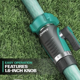 2WAYZ 0° Garden Hose Shut Off Valve - 3/4" Inlet & Outlet Heavy Duty Hose Connector - Full Metal Water Adapter with Large 1.6" Knob - 2.3 x 1.9 x 3.6 Inch Outdoor Fitting (Green and Black)